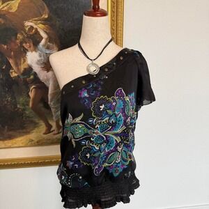 Y2k Heart Soul One Shoulder Going Out Top